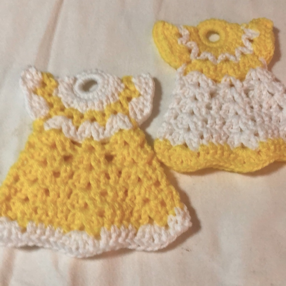 Hand Crochet Pair of Angel Potholders.